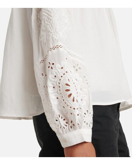 Velvet White Libby Open-Knit Blouse