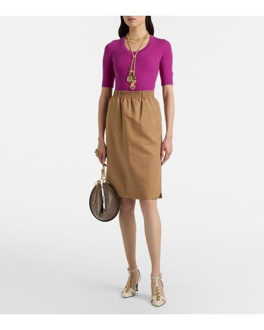 Chloé Purple Ribbed-Knit Wool Top