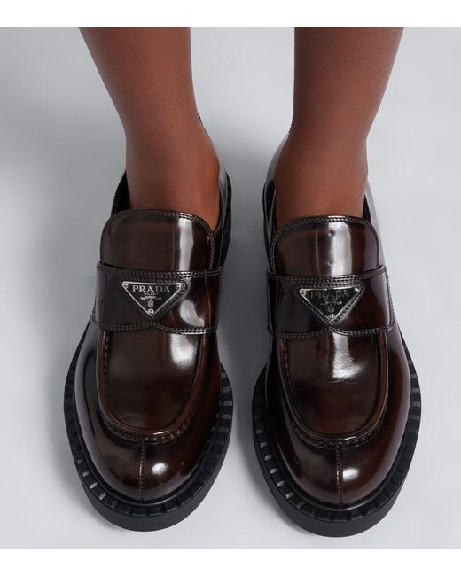 Prada Black Chocolate Leather Loafers