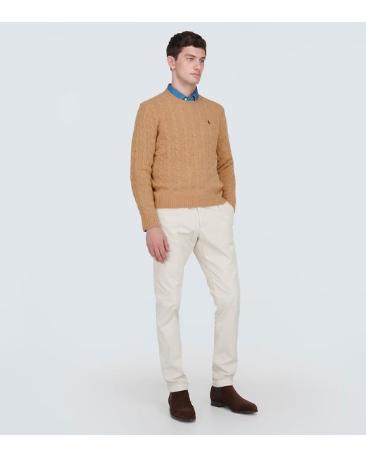 Pullover in lana e cashmere a trecce di Polo Ralph Lauren in Natural da Uomo