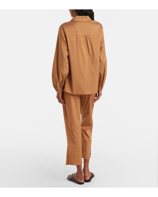 Max Mara Brown Curve Cotton-Blend Cropped Straight Pants
