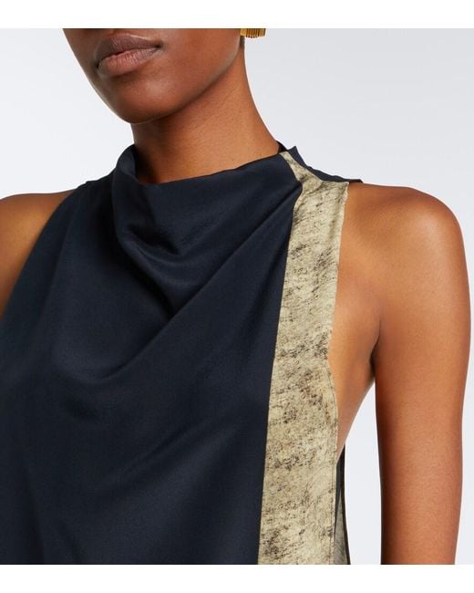 Sir Metallic Sona Printed Silk Maxi Dress