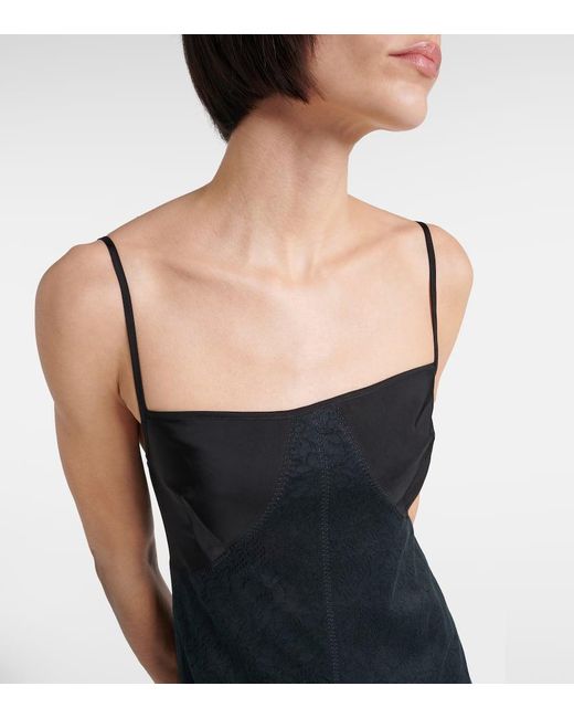 Jil Sander Black Lace-trimmed Cotton-blend Midi Dress