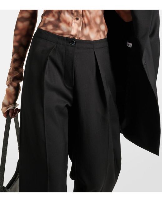 Acne Black Mid-Rise Wide-Leg Pants