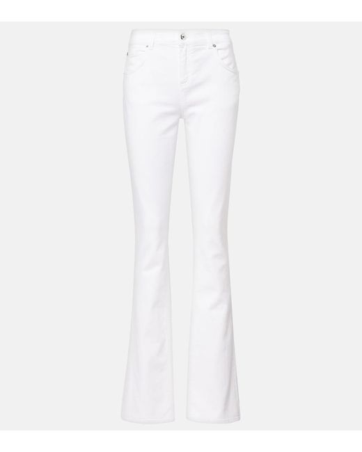 Blumarine White Chain-Detail High-Rise Bootcut Jeans