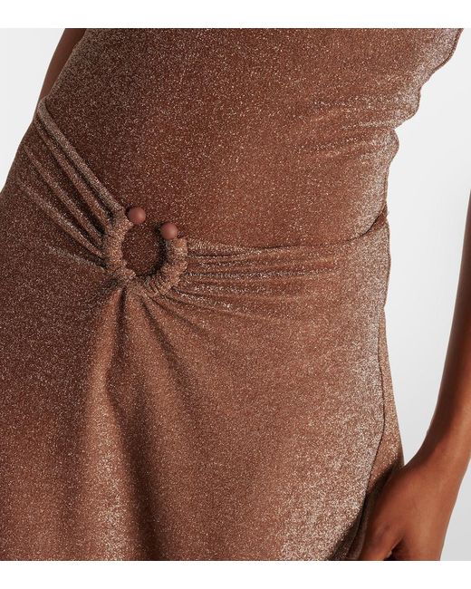 Johanna Ortiz Brown Ring-Detail Embellished Maxi Skirt