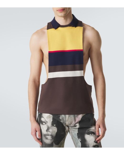 Versace Multicolor Striped Cotton Tank Top for men