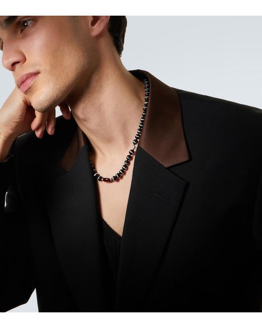 Ileana Makri Metallic Sterling Beaded Necklace With Gemstones for men