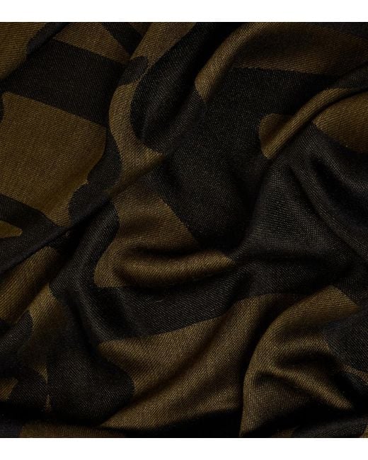 Max Mara Green Monogram Jacquard Wool And Silk Scarf