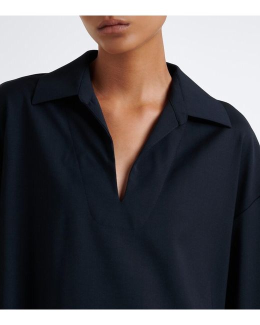 Max Mara Blue Virgin Wool Blouse