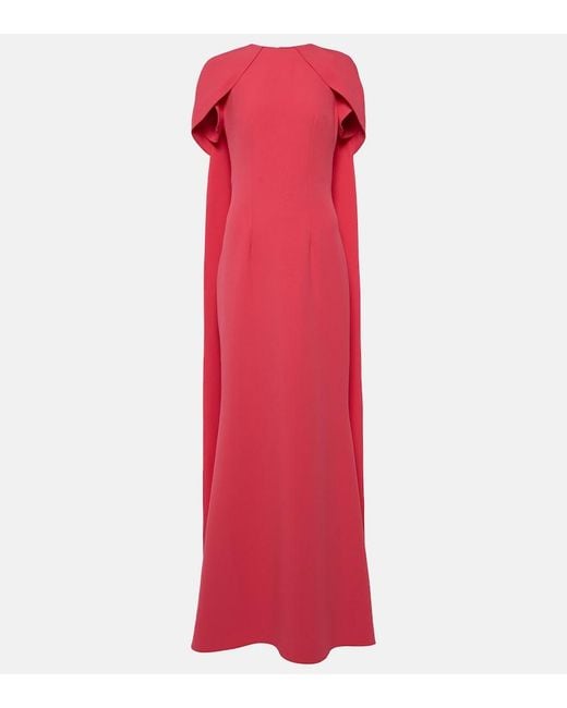 Safiyaa Red Ginkgo Caped Gown