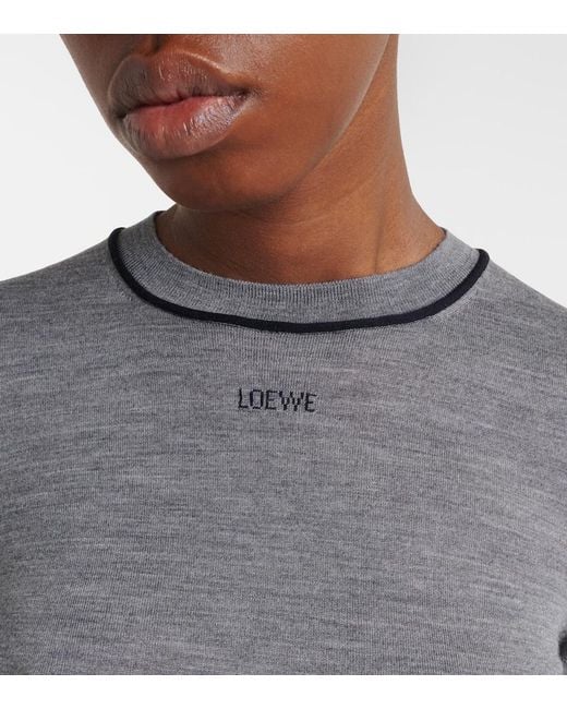 Loewe Gray Logo Wool Sweater