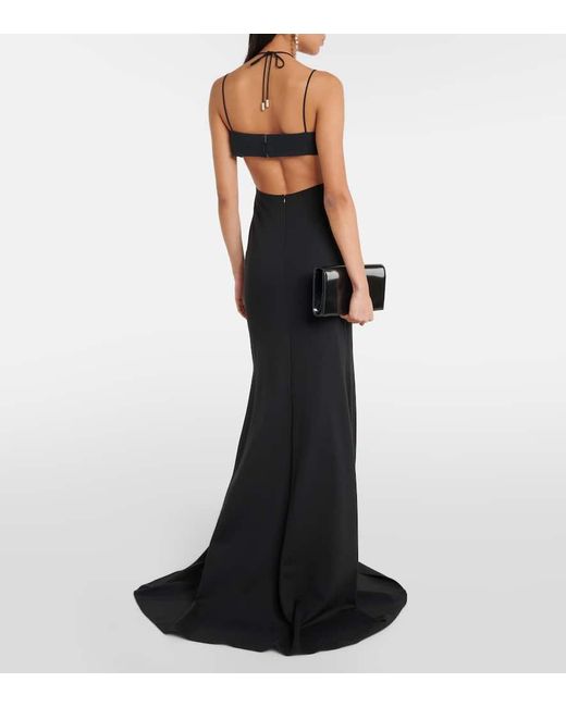 David Koma Black Embroidered Cutout Gown
