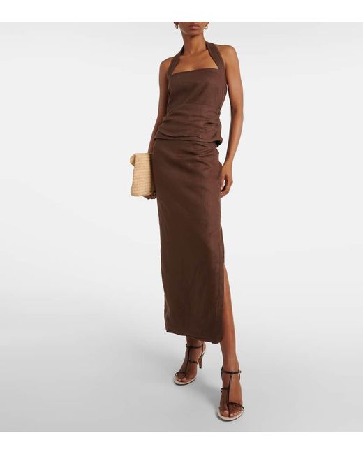 Sir Brown Jerry Linen Midi Skirt
