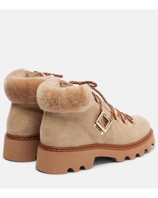 Roger Vivier Brown Viv' Rangers Suede Lace-Up Boots