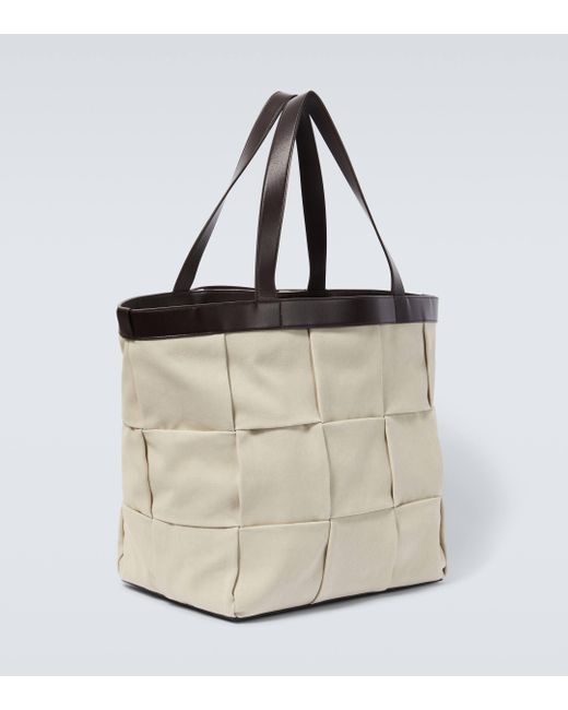 Bottega Veneta White Avenue Leather-trimmed Tote Bag for men