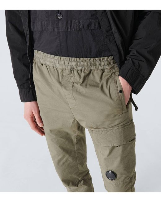 C P Company Green Cotton-blend Twill Cargo Pants for men