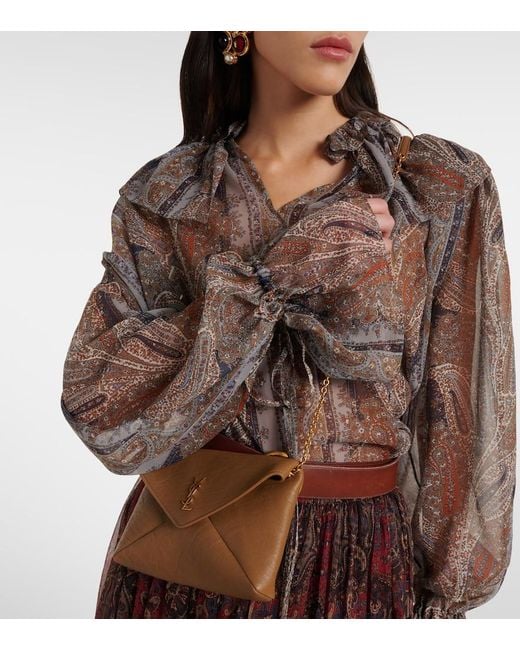 Saint Laurent Brown Cassandre Leather Clutch