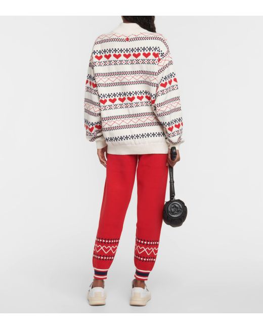 The Upside Red St Moritz Clementine Intarsia Cotton Sweater