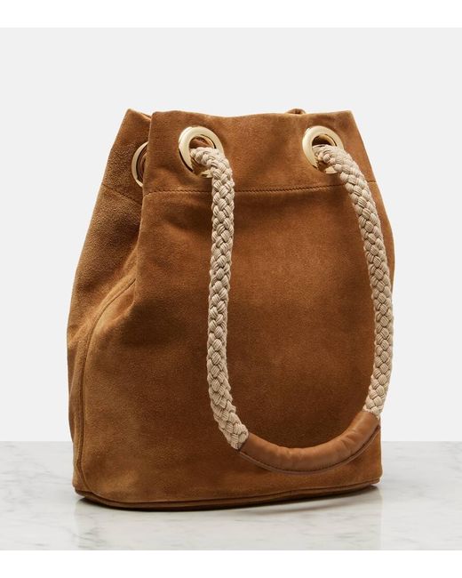 Prada Brown Mariner Small Suede Bucket Bag