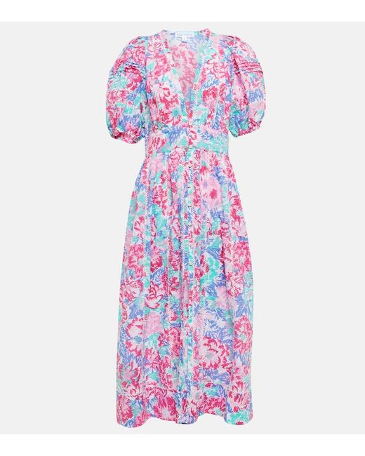 Poupette Purple Reine Floral Midi Dress
