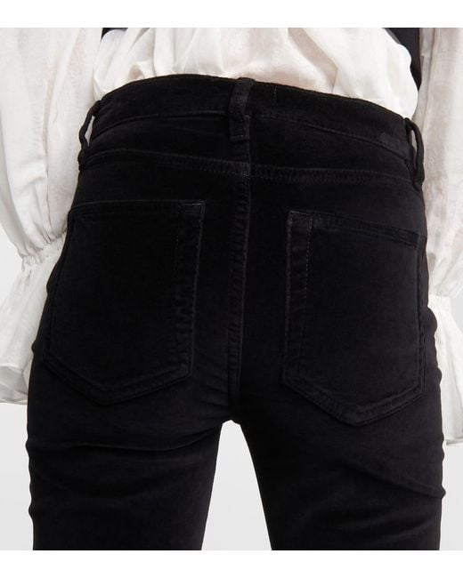 FRAME Black High-Rise-Schlaghose Le High Flare Velveteen Aus Samt
