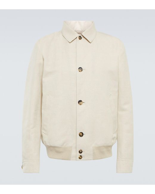 Loro Piana Cotton And Linen Blouson Jacket in Natural for Men | Lyst