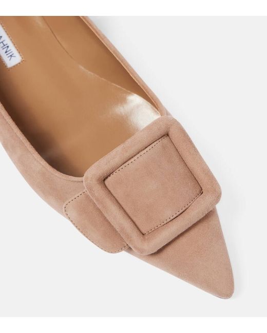 Manolo Blahnik Brown Maysalepumpflat Suede Ballet Flats