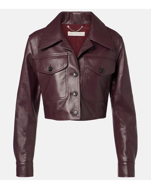Emilia Wickstead Red Nics Cropped Leather Jacket