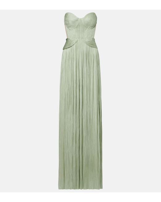 Maria Lucia Hohan Green Kamina Cutout Silk Tulle Bustier Gown