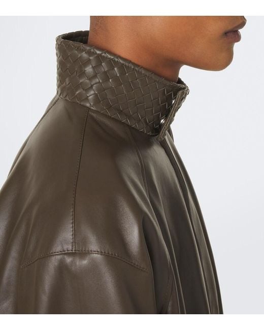 Bottega Veneta Green Intrecciato Leather Blouson Jacket for men