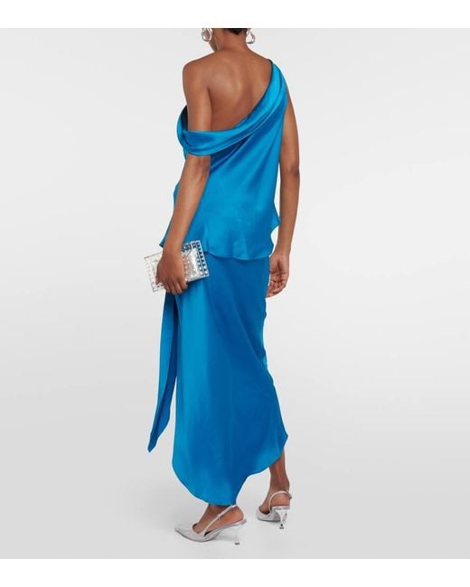 Jonathan Simkhai Blue Top Lexy Aus Satin