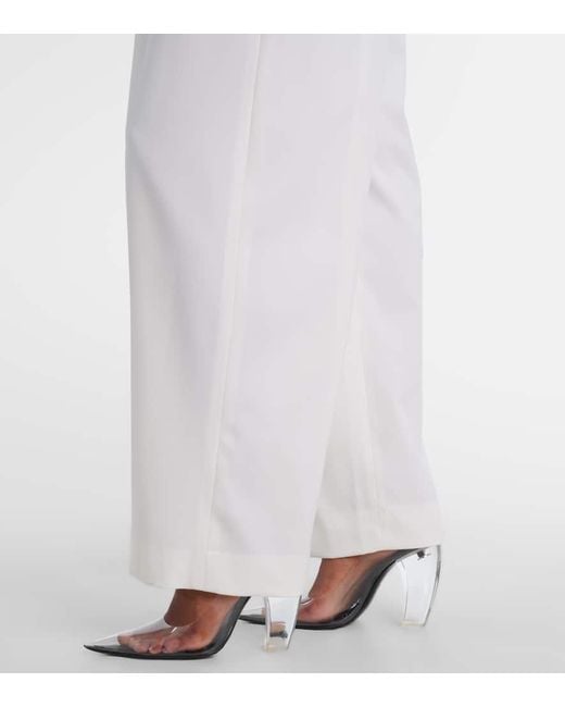 Victoria Beckham White Tab Detail Wool-Blend Jumpsuit