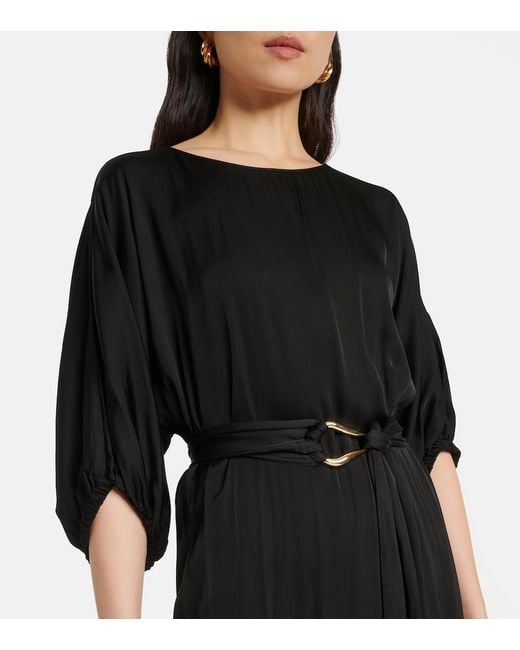 Velvet Black Laurel Satin Midi Dress