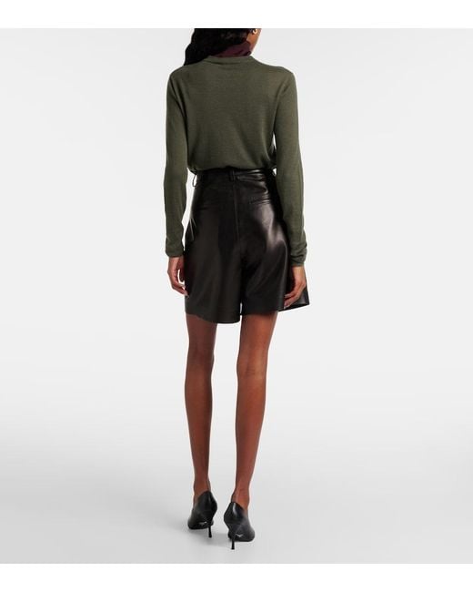 Joseph Black Suze Leather Shorts