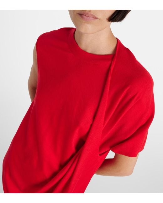 Stella McCartney Red Draped Wool Maxi Dress
