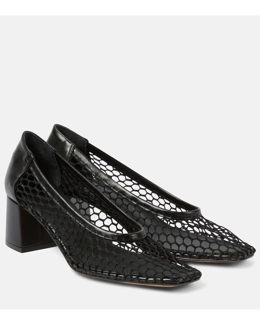Souliers Martinez Black Nova Balles Leather-Trimmed Pumps