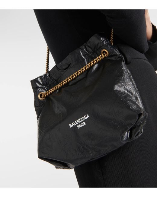 Balenciaga Black Crush Mini Leather Tote Bag