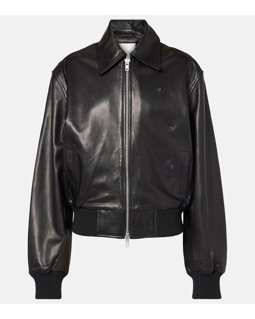 Christopher Esber Black Leather Bomber Jacket