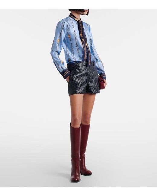 Gucci Blue Printed Silk Twill Shirt