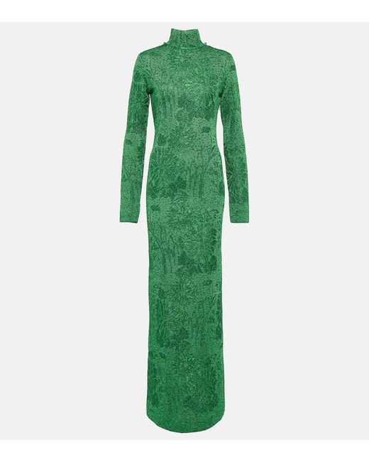 Givenchy Green Embellished Floral Jacquard Lurex® Gown'