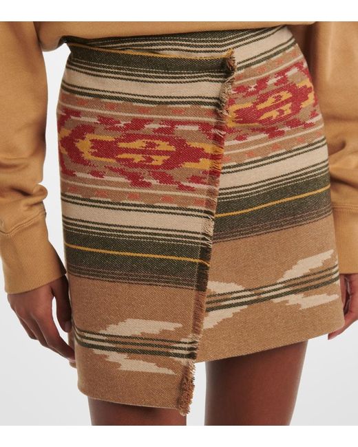 Isabel Marant Brown Adelaide Fringed Wool-Blend Miniskirt