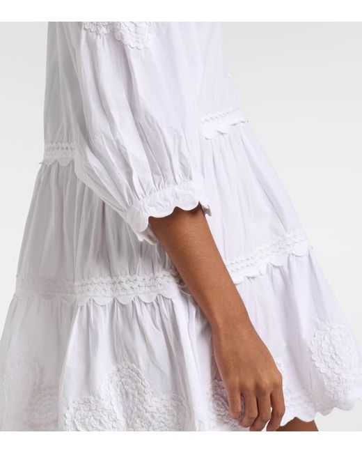 Juliet Dunn White Besticktes Minikleid Aus Baumwollpopeline