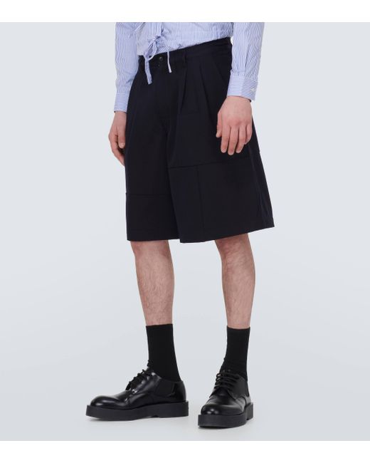 Comme des Garçons Black Wool Gabardine Shorts for men