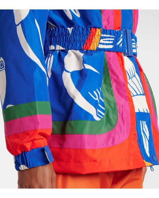 Farm Rio Blue Colorblocked Printed Ski Jacket