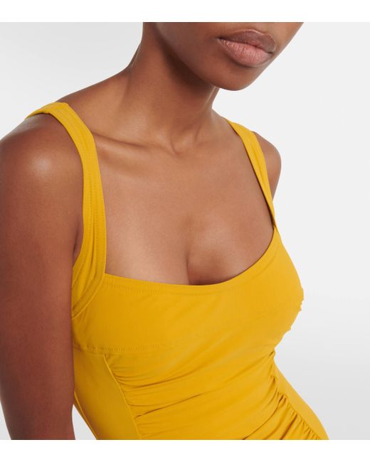 Karla Colletto Yellow Basics Ruched Swimsuit