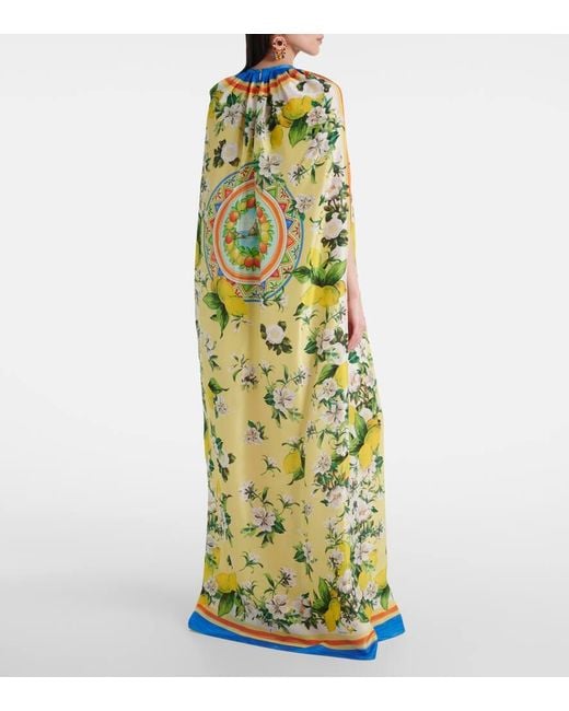 Dolce & Gabbana Green Printed Silk Cape