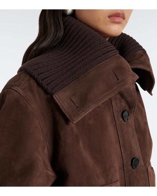 The Attico Brown Oversized Suede Bomber Jacket