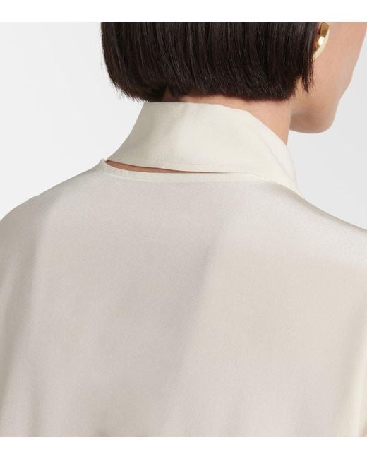 Victoria Beckham Natural Ruffled Silk Blouse