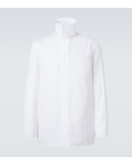 Bottega Veneta White Cotton Poplin Shirt for men